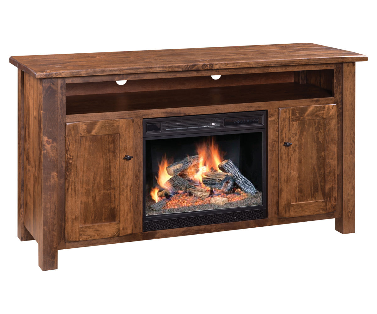 Barn Floor Fireplace TV Stand