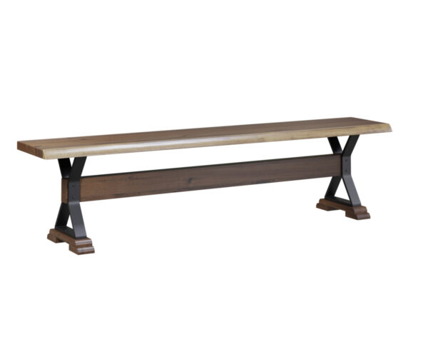 Live Edge Metal X Bench
