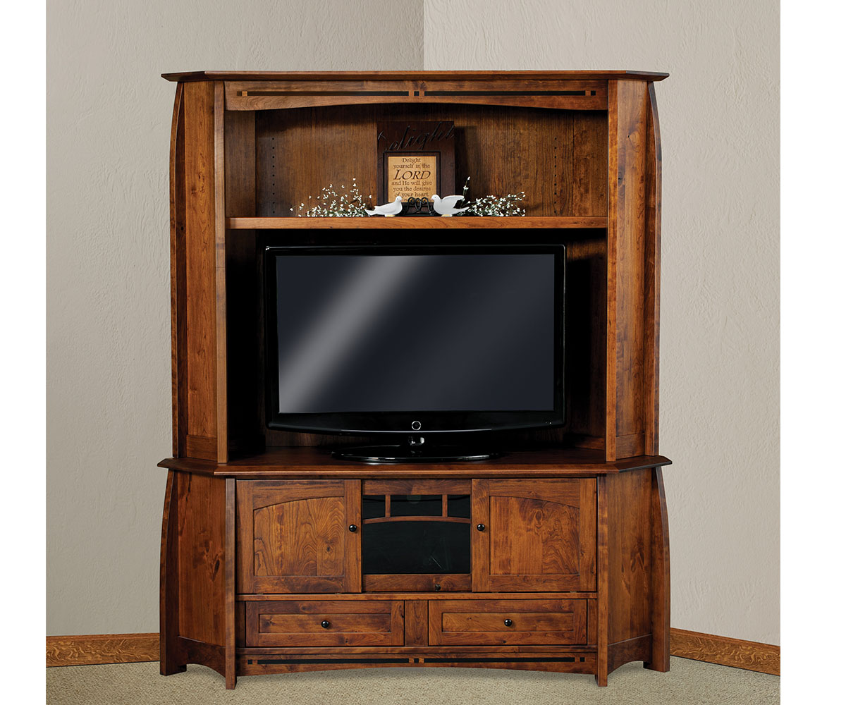 Boulder Creek Corner Media Console with Hutch - Image 2