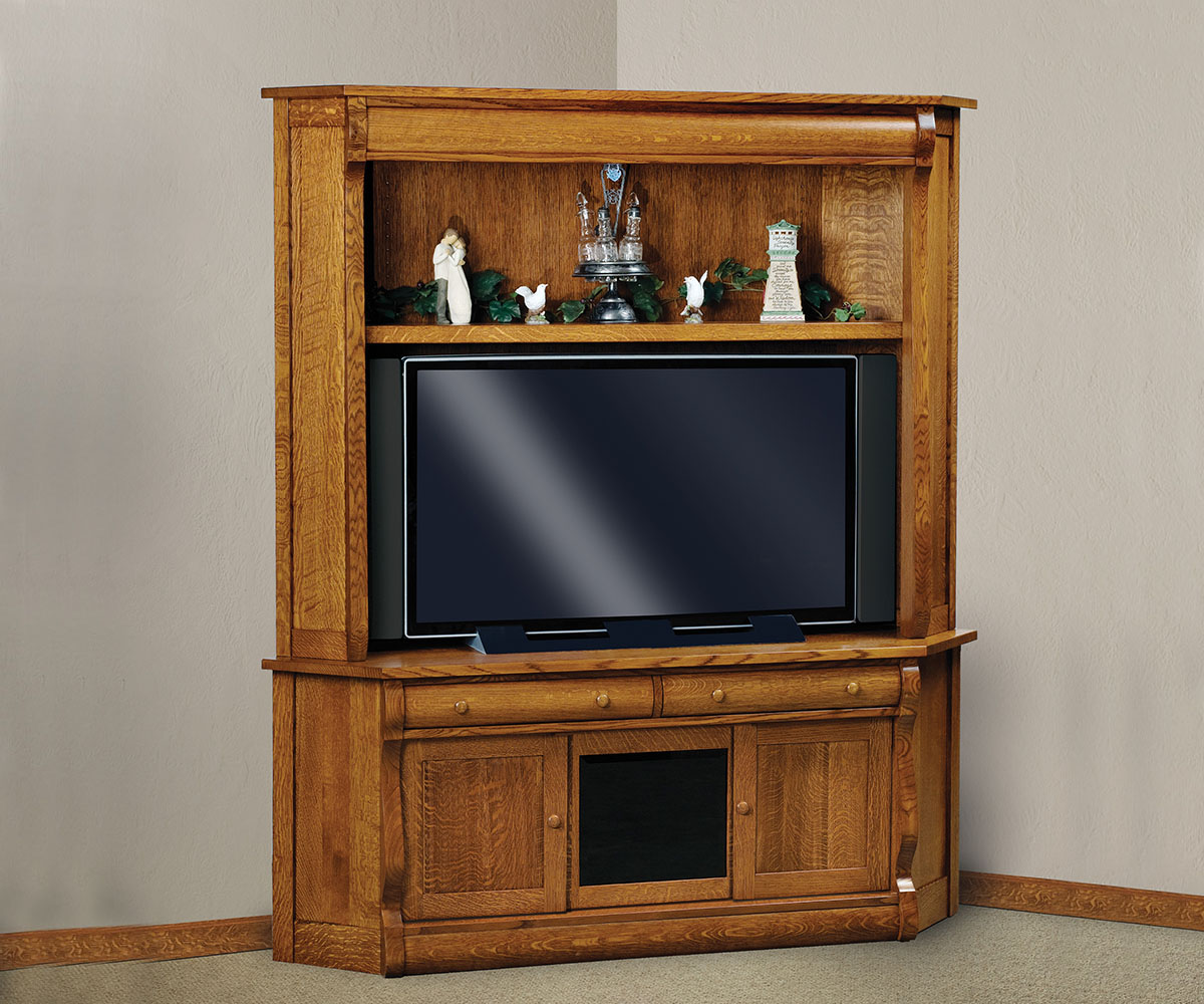 Old Classic Sleigh Corner Media Console With Hutch - Image 2